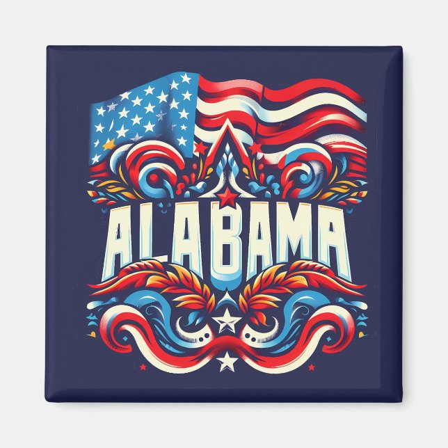 Imán Diseño decorativo patriótico de Alabama Resumen (Frente)