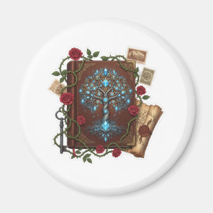 Imán diseño del libro de hechizos de fantasía del Árbol