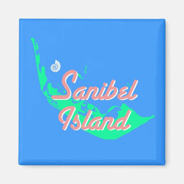 Imán Diseño del mapa de la isla de Sanibel (Frente)