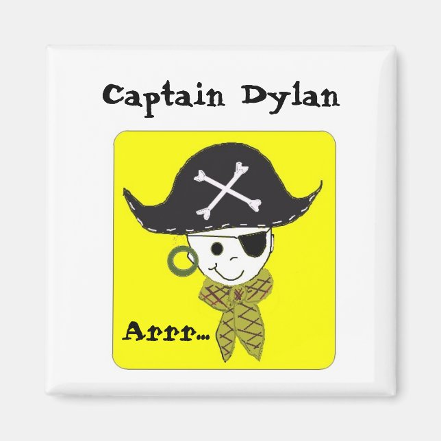 Imán Diseño del nombre del capitán del pirata (Frente)