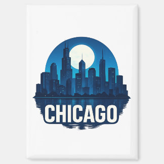 Imán Diseño del paisaje urbano de la luna llena en el h