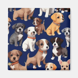 Imán Diseño del patrón azul de la Marina de los Perros