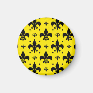 Imán Diseño del patrón de flor de lis de fondo amarillo