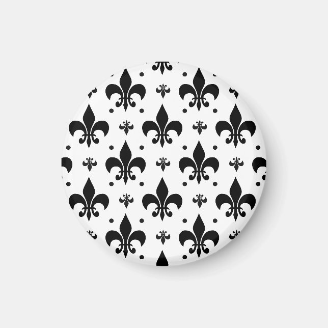 Imán Diseño del patrón de flor de lis de fondo blanco (Frente)