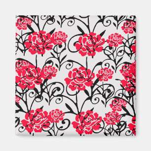 Imán Diseño del patrón de Ilustracion floral de rosa ro
