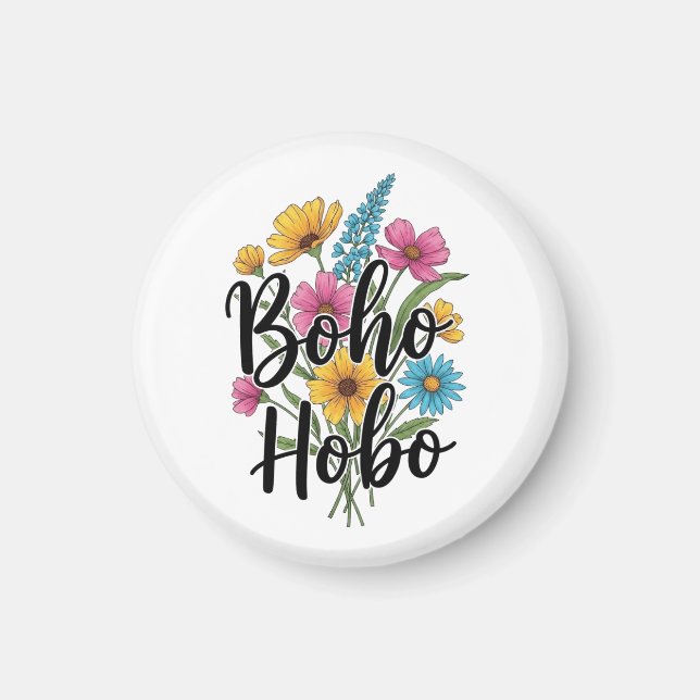 Imán Diseño del ramo de flores Boho Hobo (Frente)