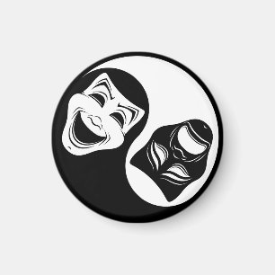 Imán Diseño del teatro Yin Yang - Máscaras de comedia y