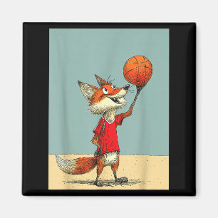 Imán Diseño divertido de baloncesto deportivo de zorro 