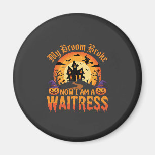 Imán Diseño divertido de camarera de Halloween Mi escob