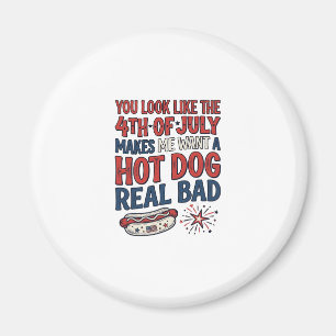 Imán Diseño divertido de camiseta patriótica de hot dog