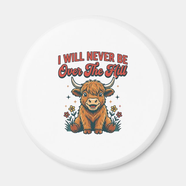 Imán Diseño divertido de cumpleaños de vaca de las High (Frente)