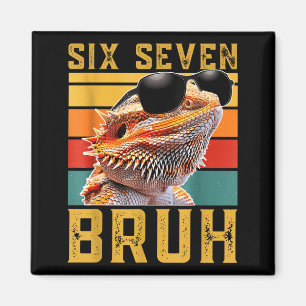 Imán Diseño divertido de dragón barbudo meme Six Seven 