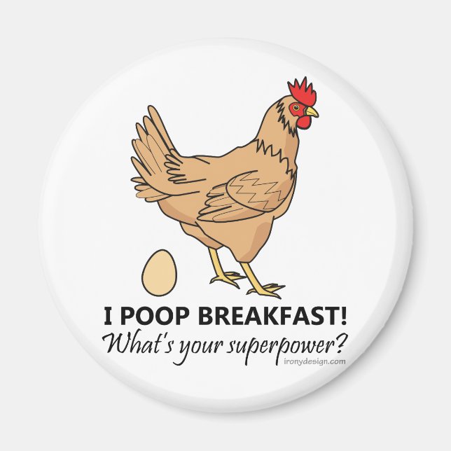 Imán Diseño divertido para el desayuno de pollo poops (Frente)