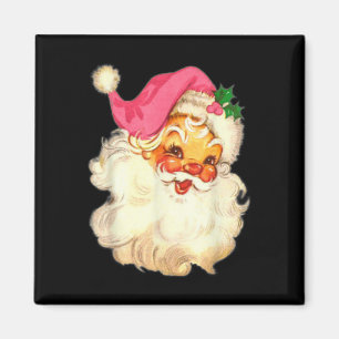 Imán Diseño divertido vintage de Santa Claus rosa Navid