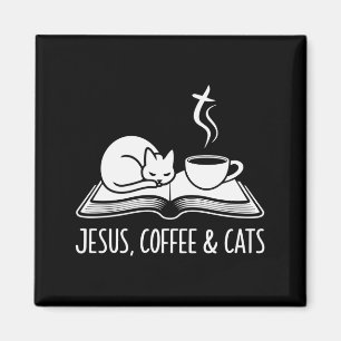Imán Diseño Divertido y Lindo de Gatos y Café de Jesús