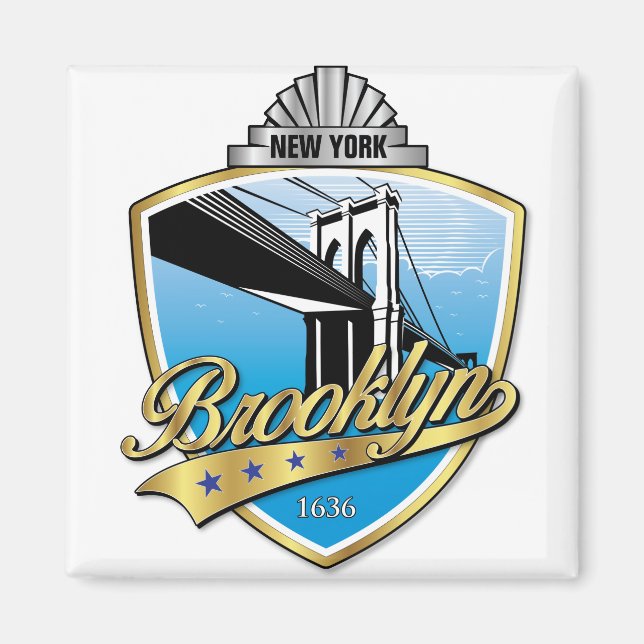 Imán Diseño dorado de Brooklyn (Frente)