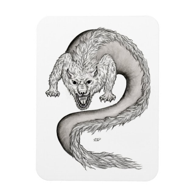 Imán Diseño en blanco y negro de Wolfdragon (Vertical)