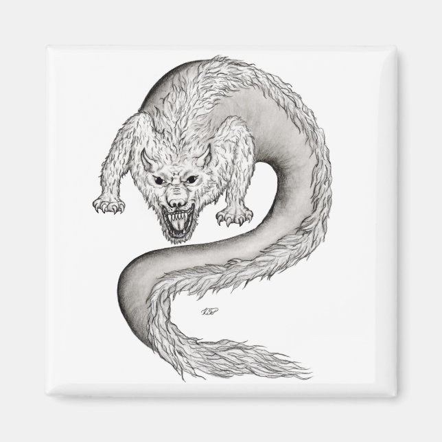Imán Diseño en blanco y negro de Wolfdragon (Frente)