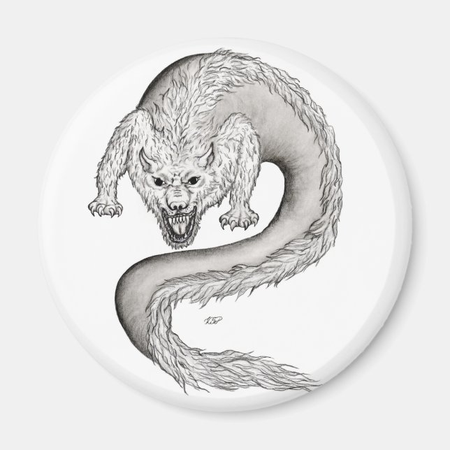 Imán Diseño en blanco y negro de Wolfdragon (Frente)
