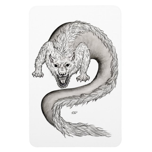 Imán Diseño en blanco y negro de Wolfdragon (Vertical)
