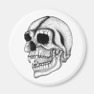 Imán Diseño en blanco y negro del cráneo de vampiros