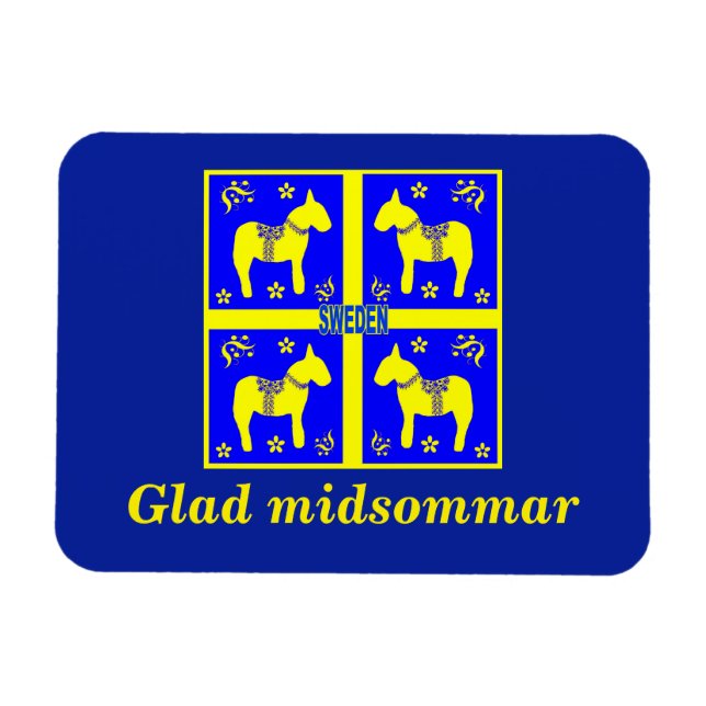 Imán diseño escandinavo,Personalized Glad midsommar (Horizontal)