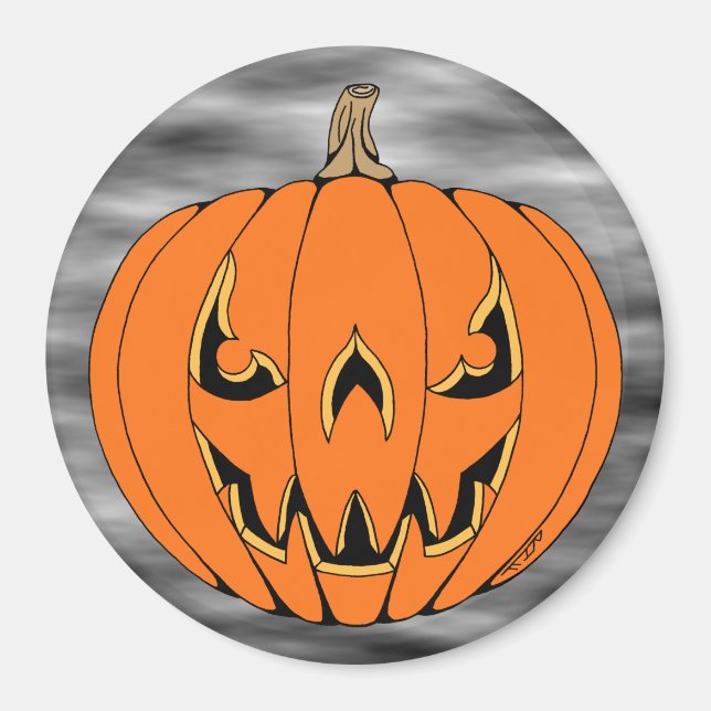 Imán Diseño espeluznante de Jack-o'-Lantern de Hallowee (Frente)