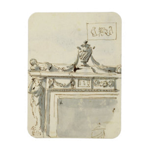 Imán Diseño esquematizado de una chimenea (pluma y tint