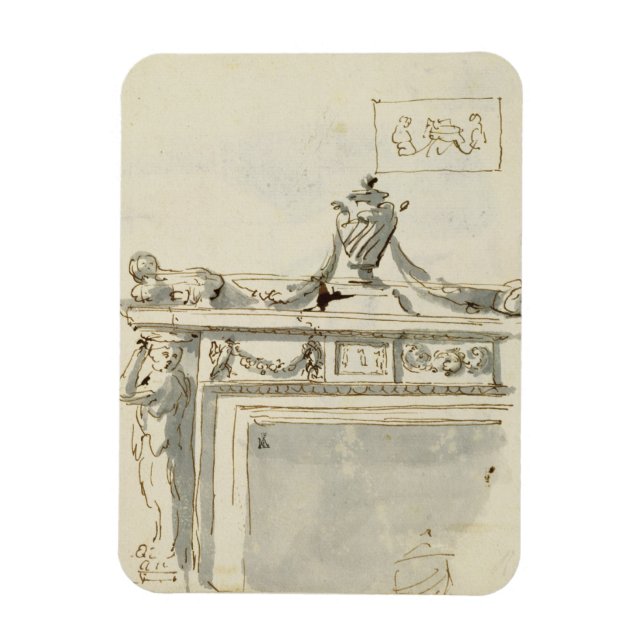 Imán Diseño esquematizado de una chimenea (pluma y tint (Vertical)