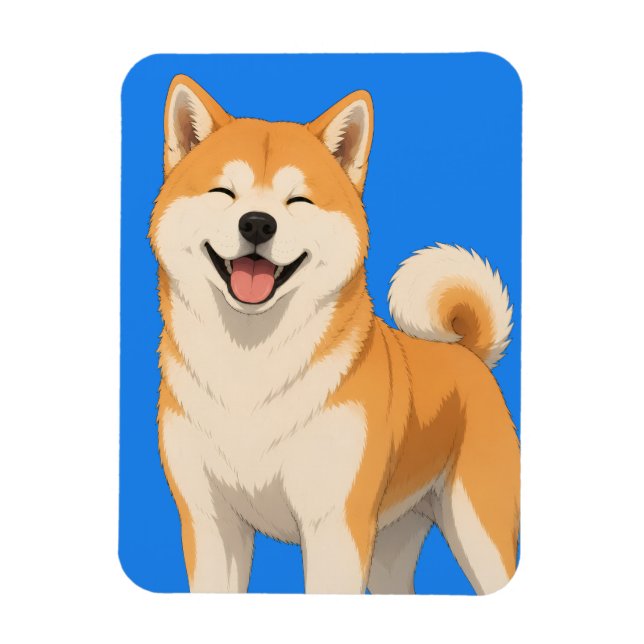Imán Diseño Feliz de Perro Akita (Vertical)