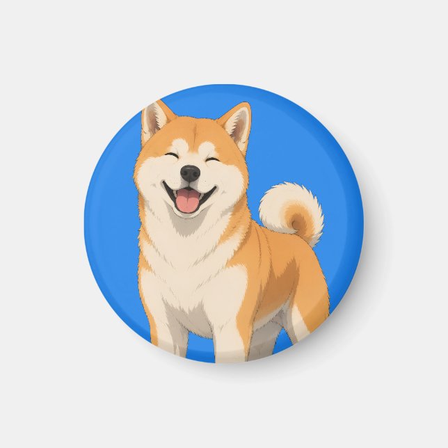 Imán Diseño Feliz de Perro Akita (Frente)