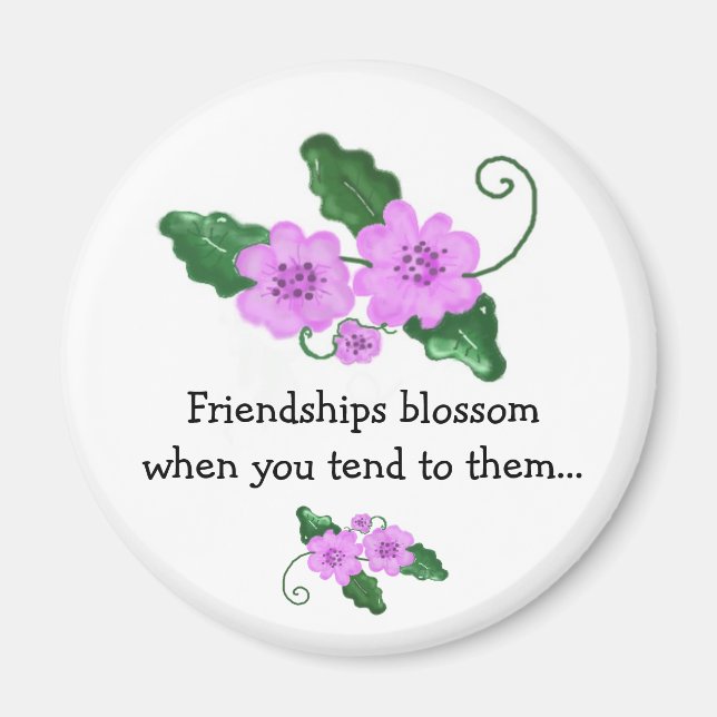 Imán Diseño floral con dicho de amistad (Frente)