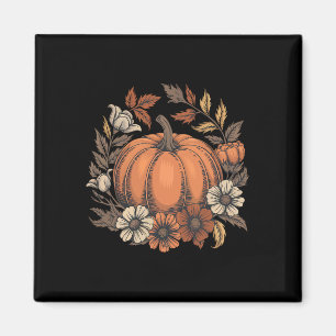 Imán Diseño floral de calabaza vintage Fall Harvsg