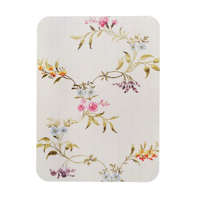 Imán Diseño floral de claveles y rosas para una seda (Vertical)