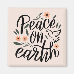 Imán Diseño floral de la paz en la Tierra