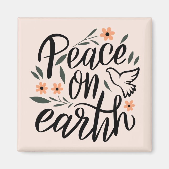 Imán Diseño floral de la paz en la Tierra (Frente)