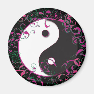 Imán Diseño floral de Yin y Yang