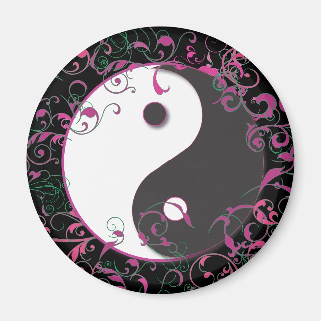 Imán Diseño floral de Yin y Yang (Frente)