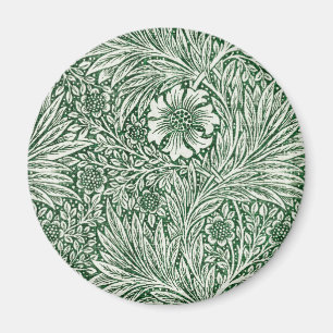 Imán diseño floral verde caléndula de william morris