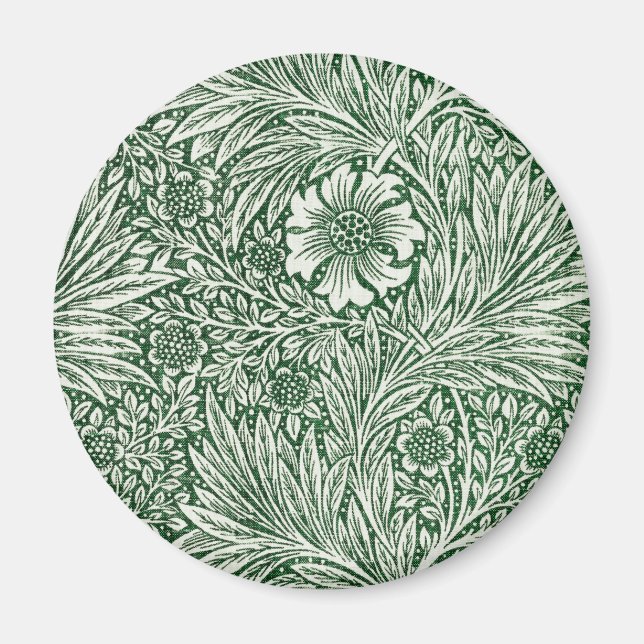 Imán diseño floral verde caléndula de william morris (Frente)