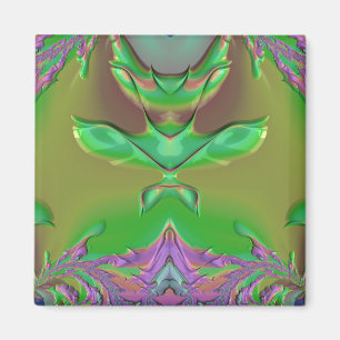 Imán Diseño fractal 3D Naranja púrpura verde