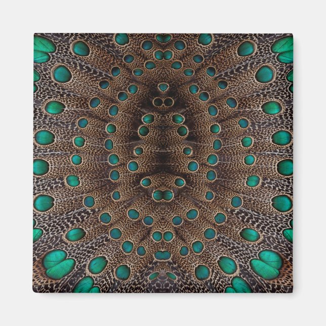 Imán Diseño Fractal de Pluma de Faisán (Frente)