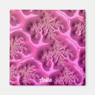 Imán Diseño fractal personalizado ANITA ~ Waffle rosa ~