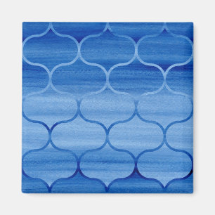 Imán Diseño geométrico azul pintado de Ogee