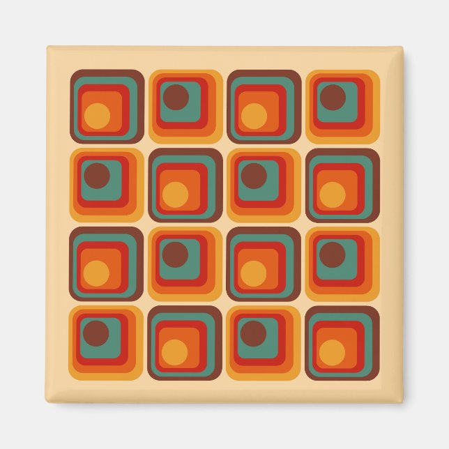 Imán Diseño geométrico de estilo retro de los años 70 (Frente)