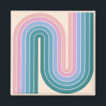 Imán Diseño geométrico de estilo retro vintage<br><div class="desc">Diseño geométrico de estilo vintage retro en colores pasteles</div>