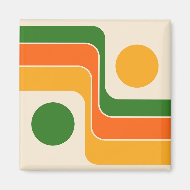 Imán Diseño geométrico retro estilo Mod 1970 (Frente)