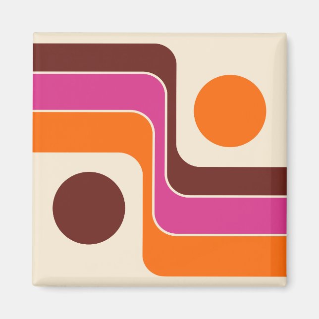 Imán Diseño geométrico retro estilo Mod 1970 (Frente)