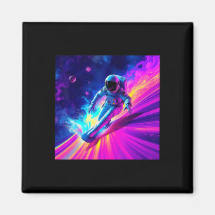 Imán Diseño Gráfico de Astronauta Surfando Onda de Arco
