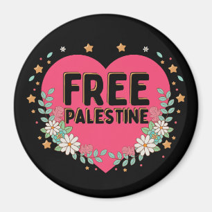 Imán diseño gráfico de corazón palestino lindo